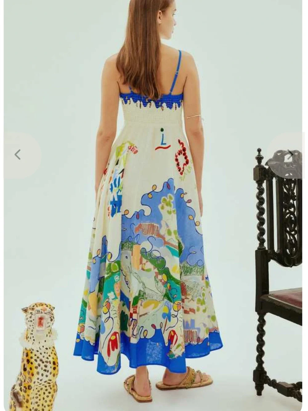 NWT Rachel Zoe Linen Blend Mediterranean Folk Art Midi Dress | Alemais Inspired - Picture 3 of 10